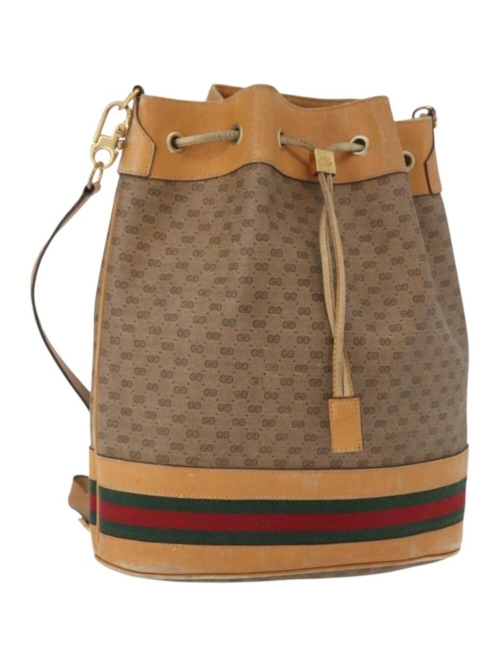GUCCI Micro GG Supreme Web Sherry Line Bag PVC Beige 001 58 4793